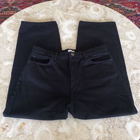 KIN by John Lewis High Waist Baggy Taper Heavy Black Cotton Crop Jeans - Picture 5 of 13